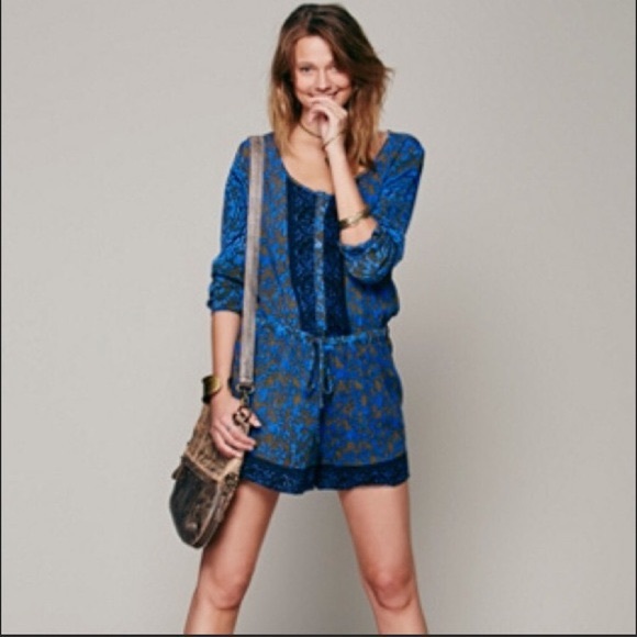 free people blue romper
